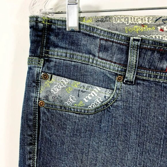 VINTAGE Request Jeans Mens 34X32 Embroidered Denim Distressed Y2K - Picture 6 of 12